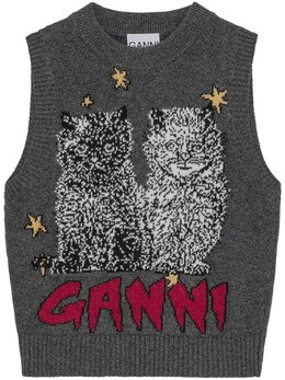 GANNI: Топ с вышивкой 