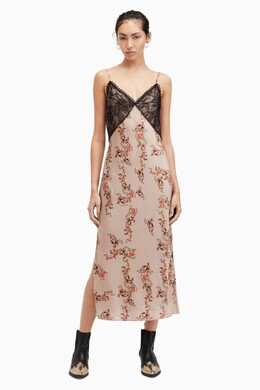 Allsaints: Бежевое платье  All Saints