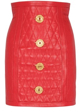 Balmain: Кожаная юбка 