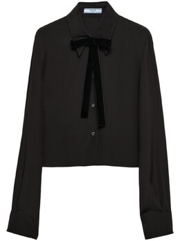 Prada: Рубашка с бантом 