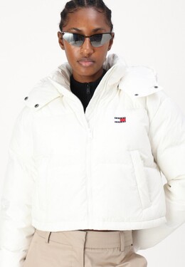 Tommy Hilfiger: Белый пуховик  Tommy Jeans