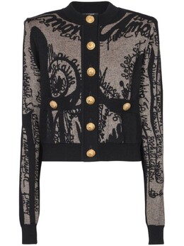 Balmain: Чёрный кардиган 