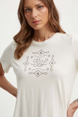 Lauren Ralph Lauren: Бежевая футболка 