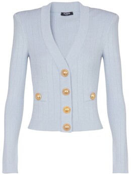 Balmain: Синий кардиган 