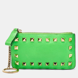 Valentino: Зелёный картхолдер  Rockstud
