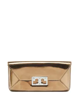 Tory Burch: Серебристый клатч  Gigi