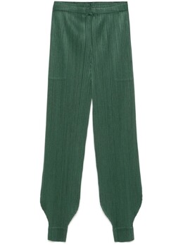 Pleats Please Issey Miyake: Зелёные брюки 