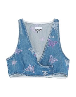 GANNI: Синий топ 