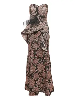 Badgley Mischka: Платье с растительным принтом 