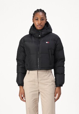 Tommy Hilfiger: Чёрный пуховик  Tommy Jeans