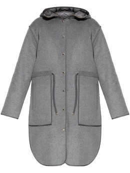 Moncler: Серый пуховик 