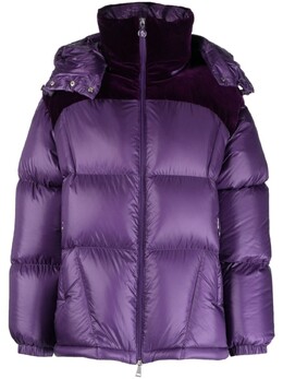 Moncler: Фиолетовый пуховик 