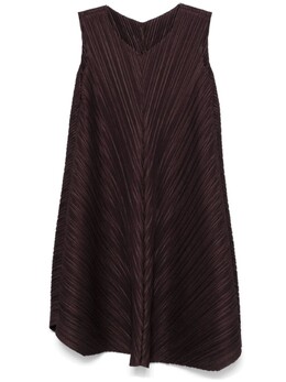 Pleats Please Issey Miyake: Коричневое платье 