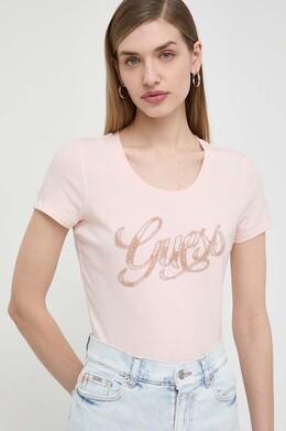 GUESS: Розовая футболка 