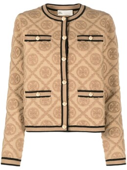 Tory Burch: Коричневый кардиган  Double T