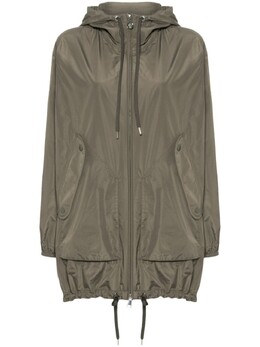 Moncler: Зелёный пуховик 