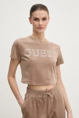 GUESS: Бархатная футболка 