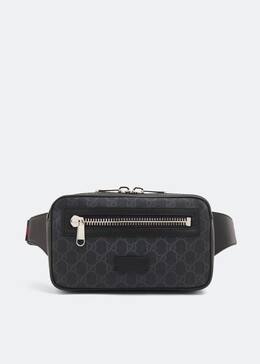 Gucci: Чёрная поясная сумка  GG Supreme