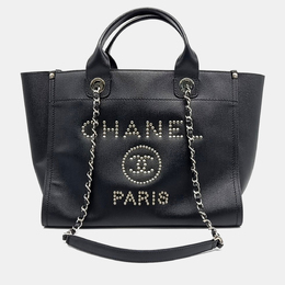 Chanel: Чёрная сумка-шоппер 