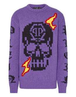 Philipp Plein: Фиолетовый свитер  Skull