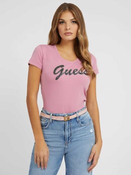 GUESS: Розовая футболка 