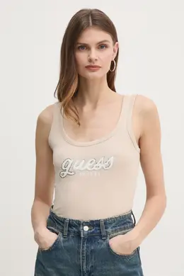 GUESS: Бежевый топ 