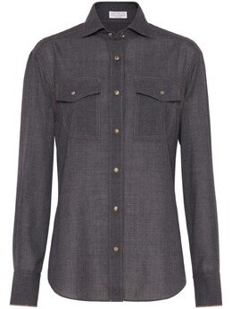 Brunello Cucinelli: Серая рубашка  Monili