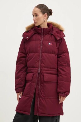 Tommy Jeans: Бордовый пуховик 