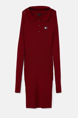 Tommy Jeans: Бордовое платье 