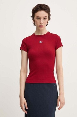 Tommy Jeans: Бордовая футболка 