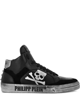 Philipp Plein: Чёрные кроссовки  Skull