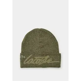 LACOSTE: Шапка цвета хаки 