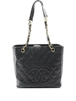 CHANEL Pre-Owned: Чёрная сумка-шоппер 