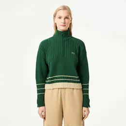 LACOSTE: Зелёный свитер 