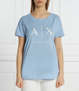 Armani Exchange: Синяя футболка 