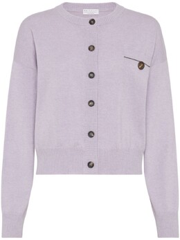 Brunello Cucinelli: Фиолетовый кардиган  Monili