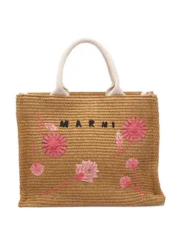 Marni: Сумка-шоппер с растительным принтом 