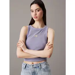 Calvin Klein Jeans: Фиолетовый топ 