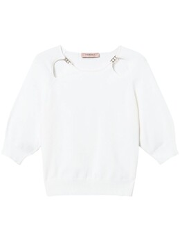 TWINSET: Белый свитер  Oval T