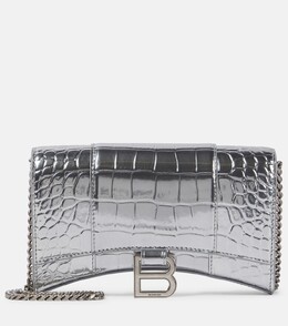Balenciaga: Серебристый кошелёк 