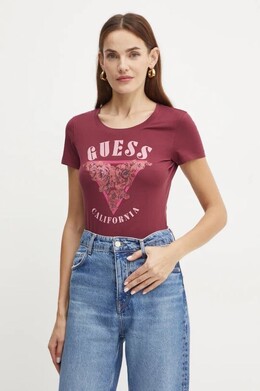 GUESS: Бордовая футболка 