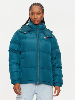 Tommy Jeans: Зелёный пуховик 