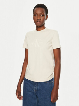 Calvin Klein Jeans: Бежевая футболка 