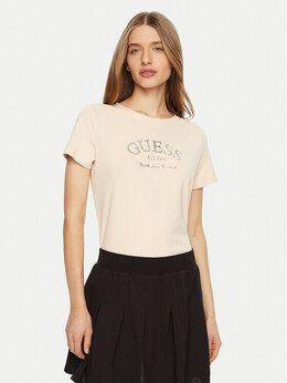 GUESS: Бежевая футболка 