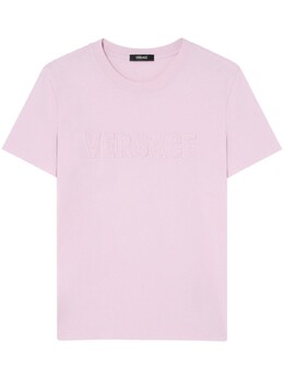 Versace: Розовая футболка 