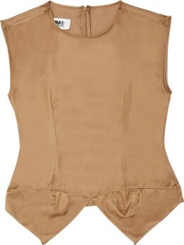 MM6 Maison Margiela: Коричневый топ 