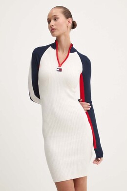 Tommy Jeans: Бежевое платье 