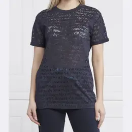 Armani Exchange: Синяя футболка 
