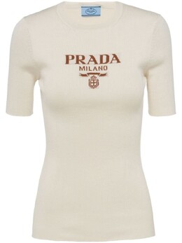 Prada: Бежевая футболка 