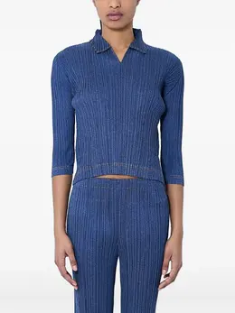 Pleats Please Issey Miyake: Голубое поло 